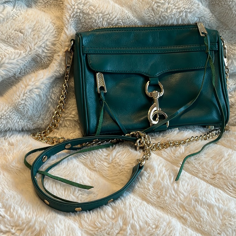 Rebecca Minkoff leather crossbody bag - emerald green with gold hardware
